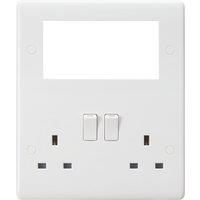 Knightsbridge Curved Edge 13A 2-Gang DP Combination Plate with space for up to 4 modular inserts White (966YA)