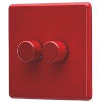Arlec 2-Gang 2-Way LED Dimmer Switch Red (967RU)