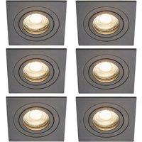 Inlight Pasto Adjustable Square Downlights Black 6 Pack (968VJ)