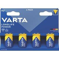 Varta Longlife Power 9V Alkaline Batteries 4 Pack (969YW)