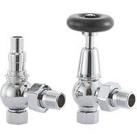 Arroll UK-20 15mm x 1/2" Chrome Angled & L/S Traditional Manual Radiator Valve & Lockshield (9702G)