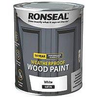Ronseal 750ml White Satin Wood Paint (970FF)