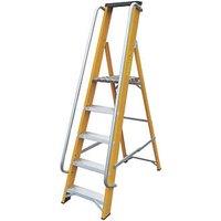 Lyte Fibreglass 1.67m 5 Step Platform Step Ladder With Handrail (971FG)