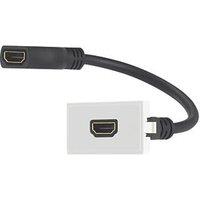 Contactum Media Single Modular HDMI Outlet White with Black Inserts (971RP)