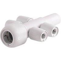 Hep2O Plastic Push-Fit Reducing 4 Port Closed Spigot Manifold 22mm x 10mm (9740F)