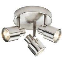 Knightsbridge Round 3-Light Triple GU10 Ceiling Spotlight Brushed Chrome (975GA)