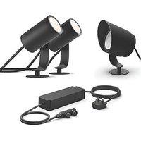 Philips Hue Lily Outdoor LED Smart Spotlights & XL Extension Black 9/15W 600lm 3 Pack (975JC)