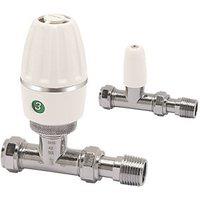 Terrier Terrier 3 15mm x 1/2" White/Chrome Straight & L/S Standard Thermostatic Radiator Valve & Lockshield (9761V)
