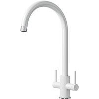 ETAL Sorrento Twin Lever Kitchen Mixer Tap Matt White (976FK)
