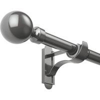 Rothley Polished Gunmetal Extendable Curtain Pole w/ Orb Finials 28mm x 125-216cm (976YU)