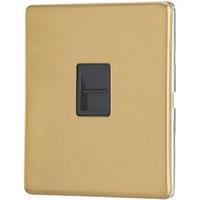 Contactum Lyric 1-Gang Slave Telephone Socket Brushed Brass with Black Inserts (977RK)