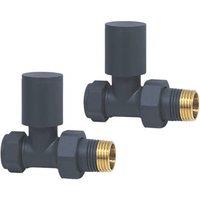 Towelrads 15mm x 1/2" Anthracite Straight Designer Manual Radiator Valve & Lockshield 2 Pack (977RY)