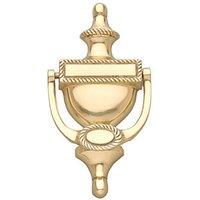 Hardware Solutions Georgian Roped Door Knocker Polished Brass 127mm x 196mm (978KK)