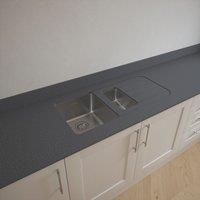 Metis Dark Grey Kitchen Worktop with 1.5 Bowl Stainless Steel Sink 3050mm x 620mm x 15mm (979PW)