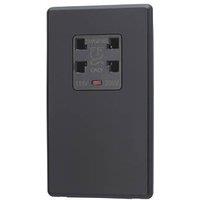 Arlec 2-Gang Dual Voltage Shaver Socket 115/230V Black with Colour-Matched Inserts (979RU)