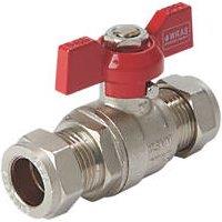 Flomasta Compression Reduced Bore 15mm Tee Ball Valve with Black Handle (981FA)