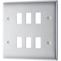 British General Nexus Metal Grid 6-Module Grid Faceplate Brushed Steel (981RF)