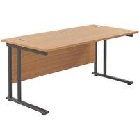 TC Group Aztec Twin Upright Rectangular Office Desk Nova Oak/Black 1600mm x 800mm (982TT)