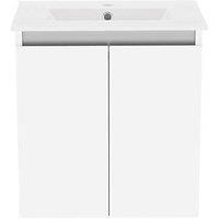 Newland Double Door Wall-Mounted Vanity Unit with Basin Gloss White 500mm x 370mm x 540mm (983RN)
