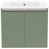 Newland Double Door Wall-Mounted Vanity Unit with Basin Matt Sage Green 600mm x 370mm x 540mm (986RN)