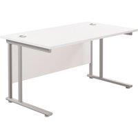 TC Group Aztec Twin Upright Rectangular Office Desk White/Silver 1200mm x 800mm (987TT)