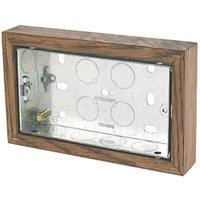 Varilight 2-Gang Surface Pattress Medium Oak Double Wall Box 25mm (9887H)