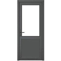 Crystal 1-Panel 1-Clear Light Right-Handed Anthracite Grey uPVC Back Door 2090mm x 920mm (988KF)