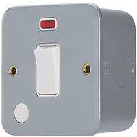 Contactum 20A 1-Gang DP Metal Clad Control Switch & Flex Outlet with Neon with White Inserts (989RP)