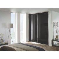 Spacepro Classic 2-Door Framed Glass Sliding Wardrobe Doors Black Frame Black Panel 1489mm x 2260mm (9908F)