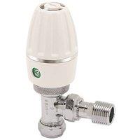 Terrier Terrier 3 15mm x 1/2" White/Chrome Angled Standard Thermostatic Radiator Valve Head & Body (9913V)