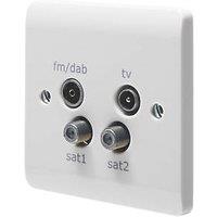 Crabtree Instinct 1-Gang Quadruplex Multimedia Socket White (991HV)