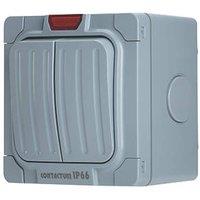 Contactum IP66 20A 2-Gang 1-Way Weatherproof Outdoor Switch with Neon (992RP)