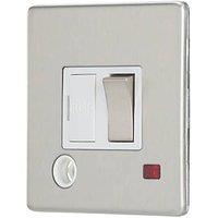 Contactum Lyric 13A Switched Fused Spur & Flex Outlet with Neon Brushed Steel with White Inserts (993RP)