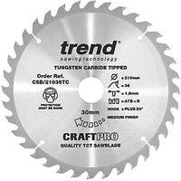 Trend CraftPro CSB/21036TC Wood Thin Kerf Circular Saw Blade for Cordless Saws 210mm x 30mm 36T (993XG)