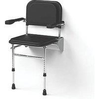 Nymas Wall Mounted Premium Padded Shower Seat with Back Rest Black (994GX)