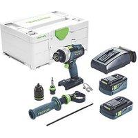 Festool TDC 18/4 5.0/4.0 I-Plus Quadrive 18V 2 x 4.0 / 5.0Ah Li-Ion Airstream Li-High Power Brushless Cordless Drill Driver (994HM)
