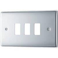 British General Nexus Metal Grid 3-Module Grid Faceplate Polished Chrome (994PY)