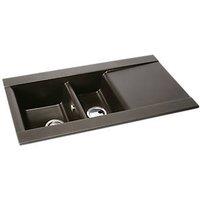 Abode Aspekt 1.5 Bowl Granite Composite Kitchen Sink Metallic Black Reversible 950mm x 540mm (994RK)