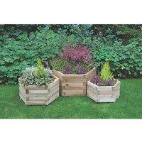 Forest York Hexagonal Planter Set Natural Wood 520mm x 600mm x 330mm 3 Pieces (9957X)