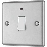 LAP 20A 1-Gang DP Control Switch Brushed Stainless Steel with Neon with White Inserts (99690)