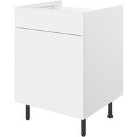 Pragma 1-Door 1-Drawer Matt White 600mm x 590mm x 860mm Flat Packed Kitchen Base Unit (998YC)