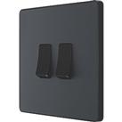 British General Evolve 20 A 16AX 2-Gang 2-Way Light Switch Grey with Black Inserts (201PY)