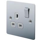LAP 13A 1-Gang DP Switched Plug Socket Polished Chrome with White Inserts (20263)
