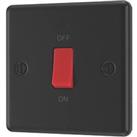 LAP 45A 1-Gang 2-Pole Cooker Switch Matt Black with LED with Red Inserts (230PN)