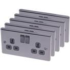 LAP 13A 2-Gang SP Switched Plug Socket Black Nickel with Black Inserts 5 Pack (2334C)