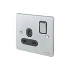 Schneider Electric Ultimate Low Profile 13A 1-Gang SP Switched Plug Socket Brushed Chrome with Black