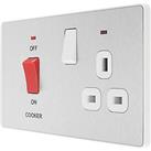 British General Evolve 45A 2-Gang 2-Pole Cooker Switch & 13A DP Switched Socket Brushed Steel wi