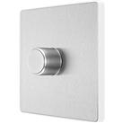 British General Evolve 1-Gang 2-Way LED Dimmer Switch Brushed Steel with White Inserts (259PY)
