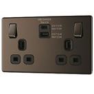 LAP 13A 2-Gang DP Switched Socket + 4.2A 15W 2-Outlet Type A & C USB Charger Black Nickel with B