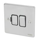 Schneider Electric Ultimate Low Profile 13A Switched Fused Spur Brushed Chrome with Black Inserts (2